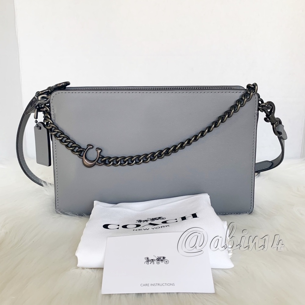 NWT Coach Signature Chain Leather Crossbody Bag - Picture 1 of 14